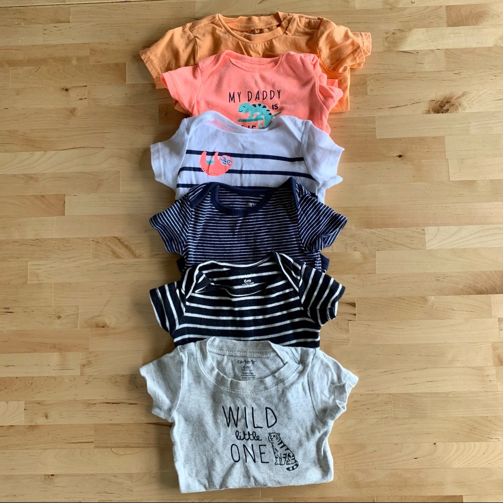 6 Piece Bundle - Short Sleeve Shirts / Bodysuits (6 Month size)